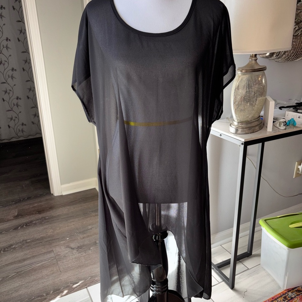 Sheer Black Tunic Top